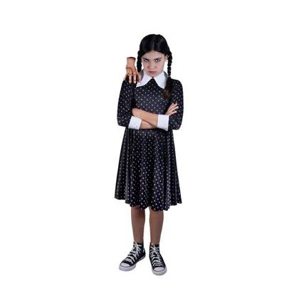 Imagem de Fantasia Infantil Premium Wandinha Roupa Acompanha Mãozinha