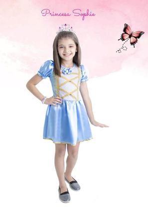 Imagem de Fantasia Infantil Princesa Sophie Carnaval Vestido + Coroa