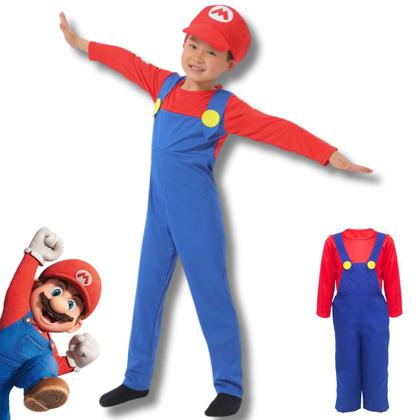 Imagem de Fantasia Infantil Roupa Super Mario Bros Meninos Macacão