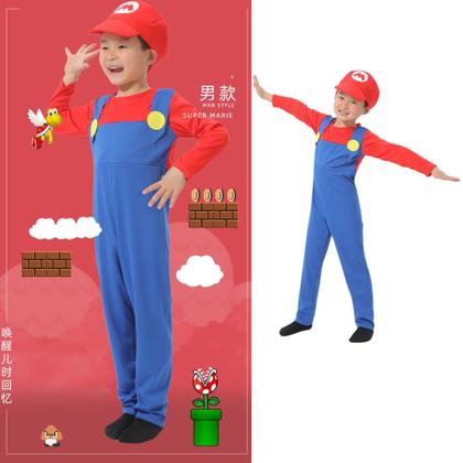 Imagem de Fantasia Infantil Roupa Super Mario Bros Meninos Macacão