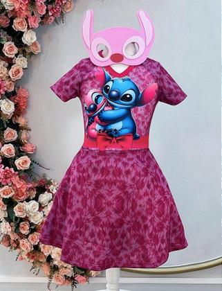 Imagem de Fantasia Infantil Temática Angel Stitch Lilo com Máscara Rosa