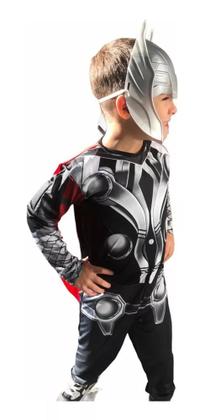 Imagem de Fantasia Infantil Thor Longa Com Enchimento e Máscara