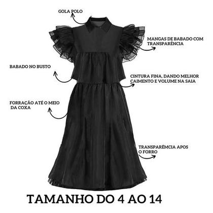 Imagem de Fantasia Infantil Wandinha Familia Addams Vestido Luxo Festa