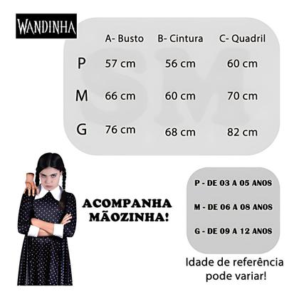 Imagem de Fantasia Infantil Wandinha Vestido Halloween Carnaval Tam P