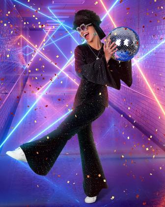 Imagem de Fantasia Jexine Festa Disco Anos 70 - Conjunto Feminino Preto