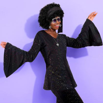 Imagem de Fantasia Jexine Festa Disco Anos 70 - Conjunto Feminino Preto