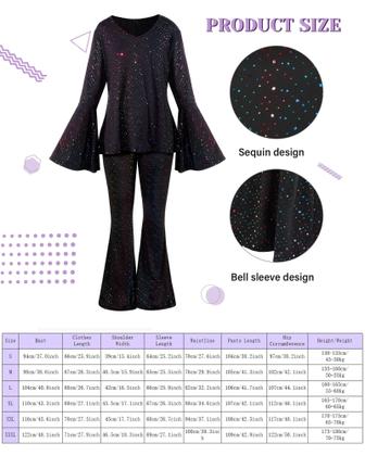 Imagem de Fantasia Jexine Festa Disco Anos 70 - Conjunto Feminino Preto