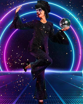 Imagem de Fantasia Jexine Festa Disco Anos 70 - Conjunto Feminino Preto