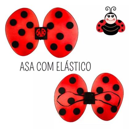 Imagem de Fantasia Joaninha Menina Infantil Carnaval Festas com Asas Anteninhas Varinha