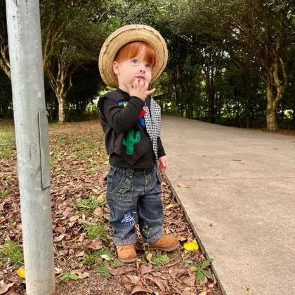 Imagem de Fantasia Junina Colete Menino São João Preto Infantil e Bebê