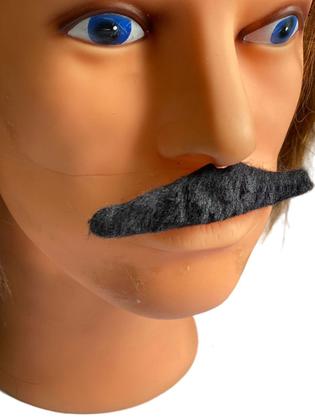 Imagem de Fantasia Kit 3un Bigode falso preto de pelucia fino adesivo