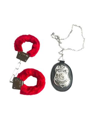 Imagem de Fantasia Kit Policial Feminino Algema pelúcia e Distintivo