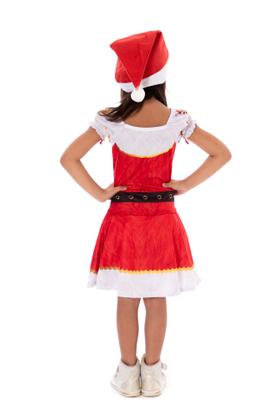Imagem de Fantasia Mamãe Noel Infantil C/ Gorro Saco De Presente Roupa