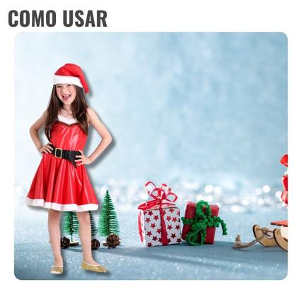 Imagem de Fantasia Mamãe Noel Infantil Vestido com Gorro e Cinto
