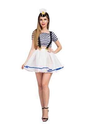 Imagem de Fantasia Marinheira Feminino Adulto Roupa Carnaval + Chapéu
