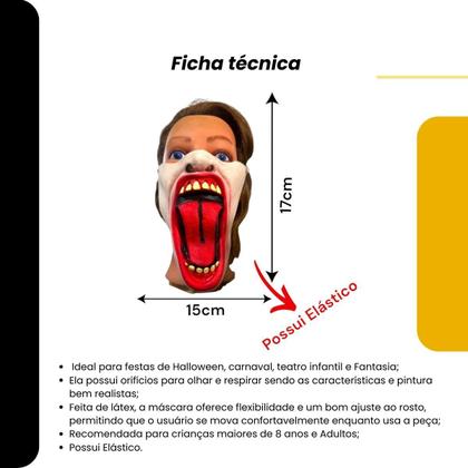 Imagem de Fantasia Meia Máscara língua para fora bocão aberto linguão