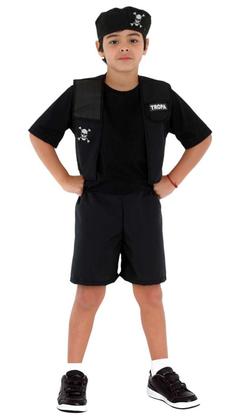 Imagem de Fantasia Menino Policial Tropa Elite Infantil com Boina