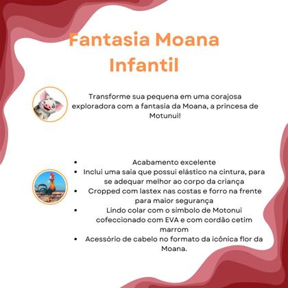 Imagem de Fantasia Moana Infantil Menina Completa Carnaval Princesa Havaina Festa