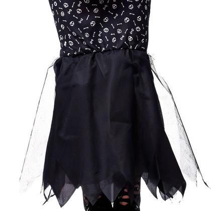 Imagem de Fantasia Mortícia Addams Infantil Vestido Longo de Halloween