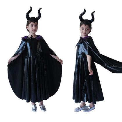 Imagem de Fantasia OBEEII Kids Girls Halloween Witch Devil Black 5-7 anos