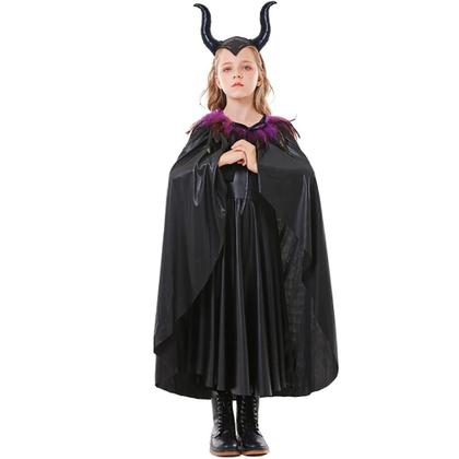 Imagem de Fantasia OBEEII Kids Girls Halloween Witch Devil Black 5-7 anos