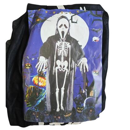 Imagem de Fantasia Pânico Caveira Manto Esqueleto Halloween  preta