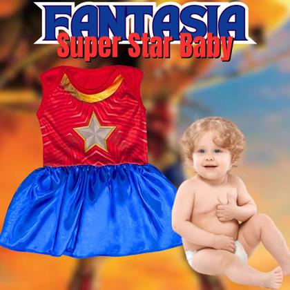 Imagem de Fantasia Para Bebê Super Star Baby Menina Feita Em Poliéster Mulher Maravilha Carnaval Fantasias Super