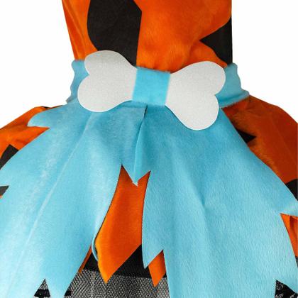 Imagem de Fantasia Pedrita Flintstone Menina da Caverna Vestido Bebê Com Tiara