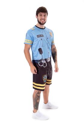 Imagem de Fantasia Policial Camiseta Masculino Carnaval Adulto