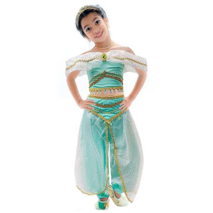 Imagem de Fantasia Princesa Jasmine Aladdin Infantil de Luxo Com Tiara