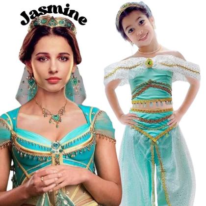 Imagem de Fantasia Princesa Jasmine Aladdin Infantil de Luxo Com Tiara