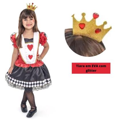 Imagem de Fantasia Rainha de Copas Infantil de Luxo com Tiara