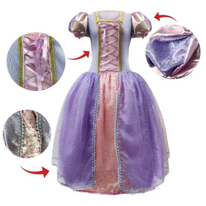 Imagem de Fantasia Rapunzel Adulta Princesa Cosplay de Luxo Com Tiara