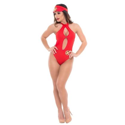 Imagem de Fantasia Salva Vidas Body Com Decote Frontal Vermelho