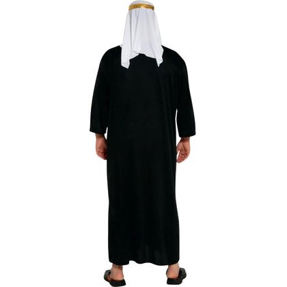 Imagem de Fantasia Sheik Árabe Masculina Adulta de Luxo Túnica Preta e Turbante P 38 - 40
