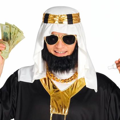 Imagem de Fantasia Sheik Árabe Masculina Adulta de Luxo Túnica Preta e Turbante P 38 - 40