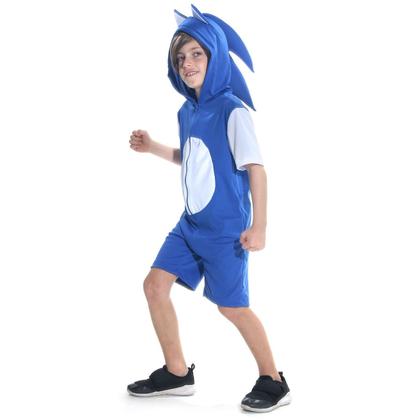 Imagem de Fantasia Sonic Infantil com Capuz Confortável e Divertida