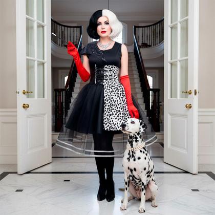 Imagem de Fantasia Vestido Cruella Adulta 101 Dalmatas de Halloween