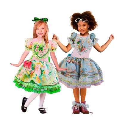 Imagem de Fantasia Vestido Festa Junina Menina Infantil Com Bolsinha