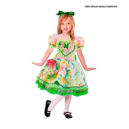 Imagem de Fantasia Vestido Festa Junina Menina Infantil Com Bolsinha