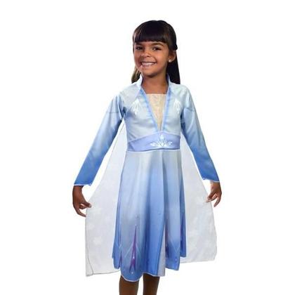 Imagem de Fantasia Vestido Infantil Elsa Frozen 2 De Luxo Disney Original Com Capa Menina Carnaval Festa