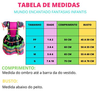Imagem de Fantasia Vestido Junino Infantil - Preto - Fita Neon - G