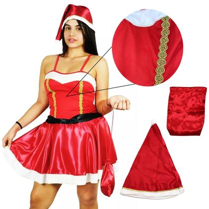 Imagem de Fantasia Vestido Natalino Mamãe Noel Adulto Eventos De Natal