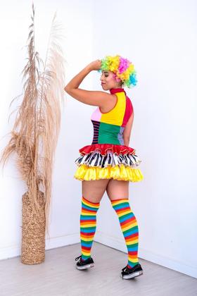 Imagem de Fantasia Vestido Palhaça Adulto Feminina Carnaval Halloween Zumbi Terror Festa Circo
