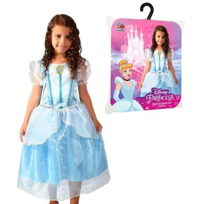 Imagem de Fantasia Vestido Premium Princesa Cinderela Meninas Disney Luxo Original Crianças Festa Carnaval