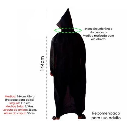 Imagem de Fantasia Zorro Masculina Feminina Chapéu Capa Máscara Bigode Preto Halloween Carnaval