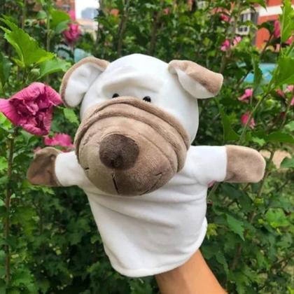 Imagem de Fantoche Cachorro Pelúcia De Mão Teatro Infantil Animal 25cm