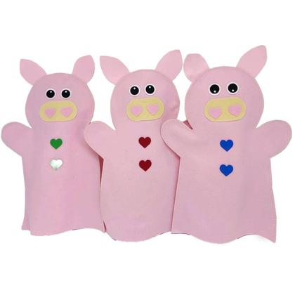 Imagem de Fantoche - Feltro - Lobo e os Três Porquinhos - Kits e Gifts