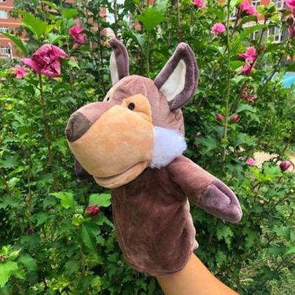 Imagem de Fantoche Lobo de Pelúcia 25cm  Brinquedo Educativo e Divertido