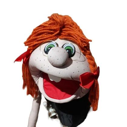 Imagem de Fantoche menina com pintinhas, fantoche de mão